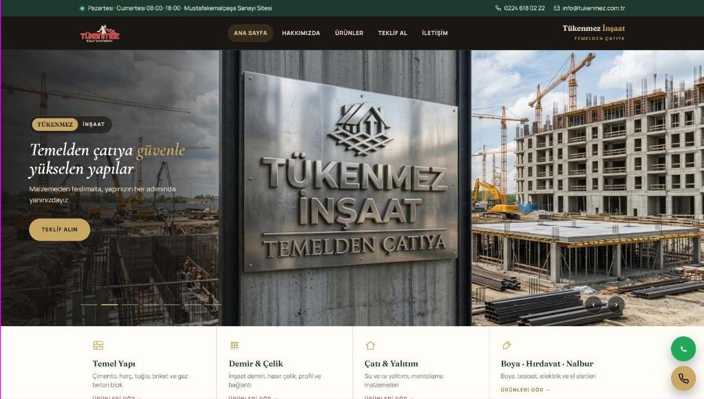 Tükenmez İnşaat Malzemeleri ana sayfası